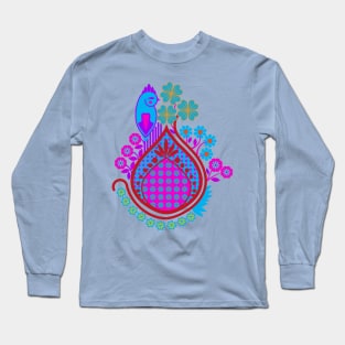 Bird in an Indian Garden Floral Ethnic Design Long Sleeve T-Shirt